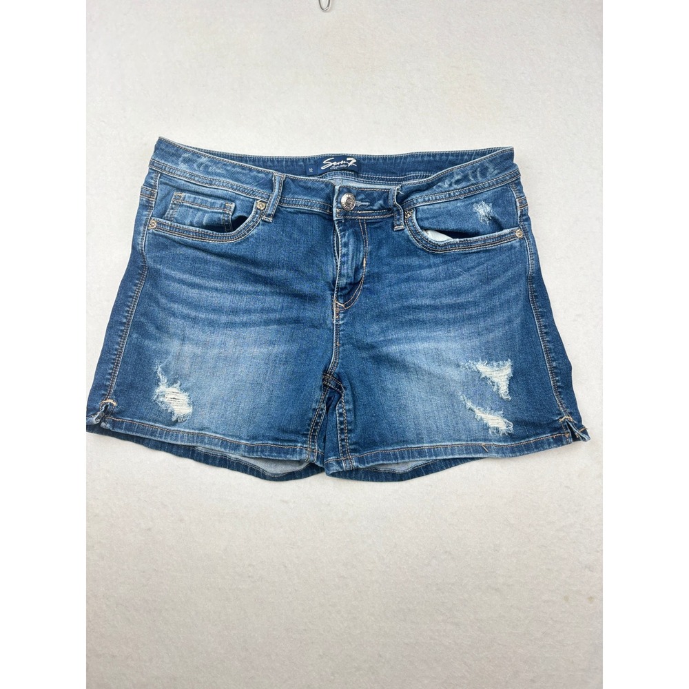 Seven7‎ Denim Shorts Womens 12 Distressed Mid Rise